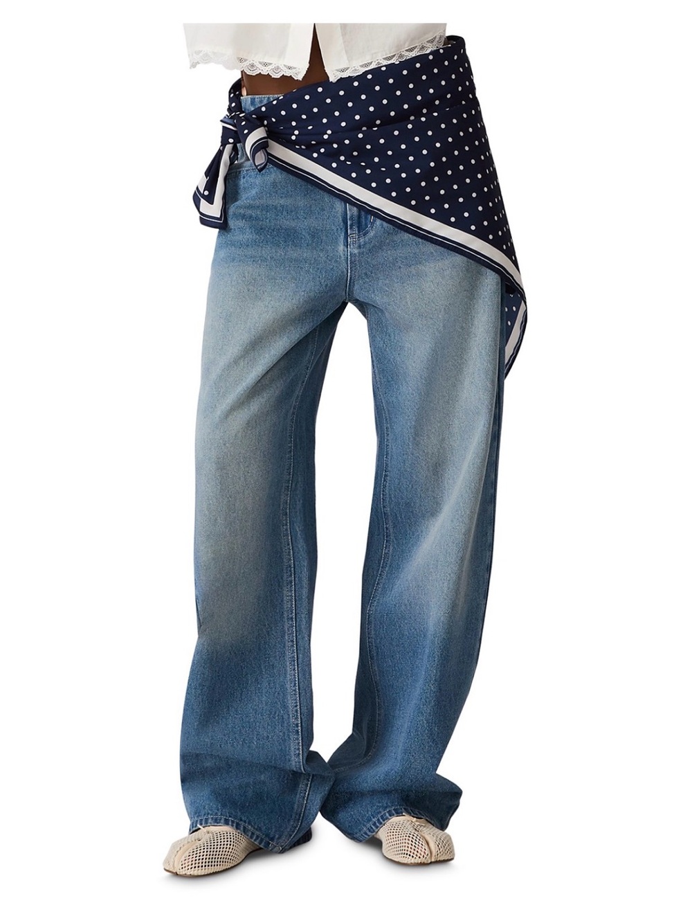 Steve Madden Sydnee High Rise Barrel Jeans with Scarf - Sz 31